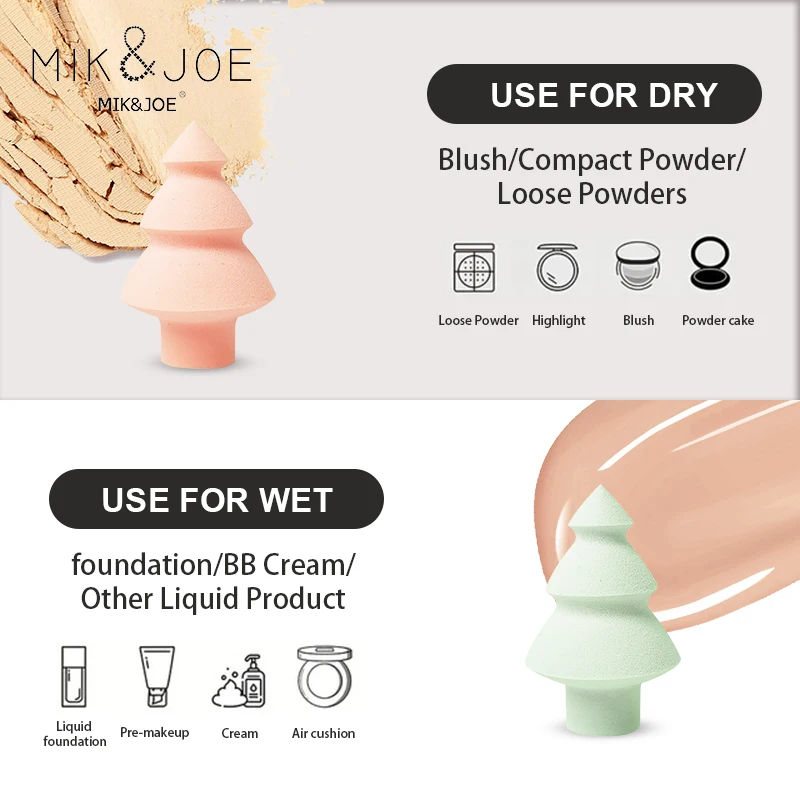 Esponja de maquillaje combinada con forma de árbol de Navidad Multicolor, suave y delicada para uso en el hogar o en viajes, 6 uds.