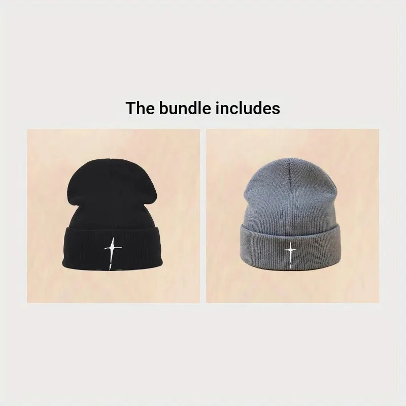 Zimowa nowa czapka beanie dla mężczyzn i kobiet, modna haftowana czapka dziergana, styl uliczny, czapka hip-hopowa, ciepła czapka narciarska na zewnątrz