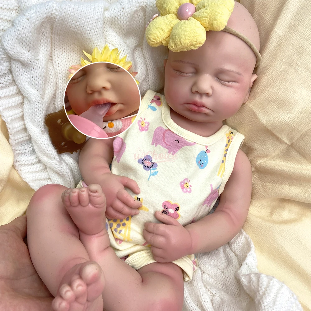 

50cm Loulou Open Mouth Full Silicone Reborn Baby Girl/Boy Exquisite Texture Details Washable Doll for Therapeutic Comfort Tool
