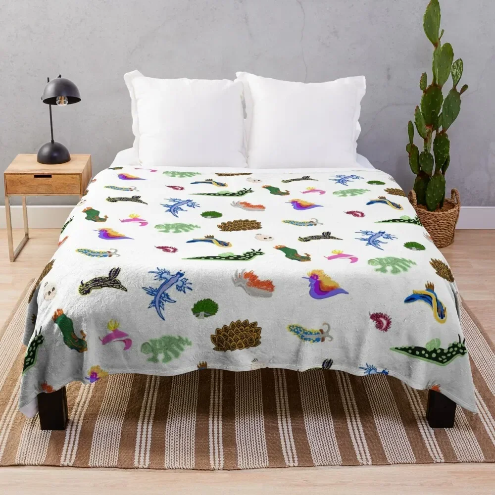 

World of Nudibranchs Throw Blanket for winter Vintage Flannel Fabric Hair Blankets