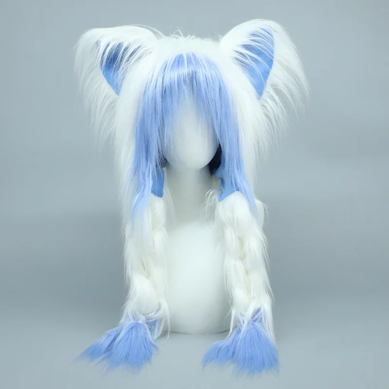 คอสเพลย์สัตว์ตุ๊กตาอะนิเมะแฮนด์เมดหมวกแมวมีขนยาว cos kig fursuit Y2K น่ารักหูเครื่องแต่งกาย kigurumi หมวกปาร์ตี้หมวกที่ปิดหูอุปกรณ์ประกอบฉาก