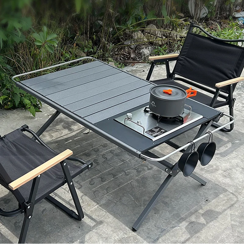 Camping Aluminum Alloy Table Lightweight Outdoor Tactical Table Folding Table With Light Bar Barbecue Picnic IGT Table New