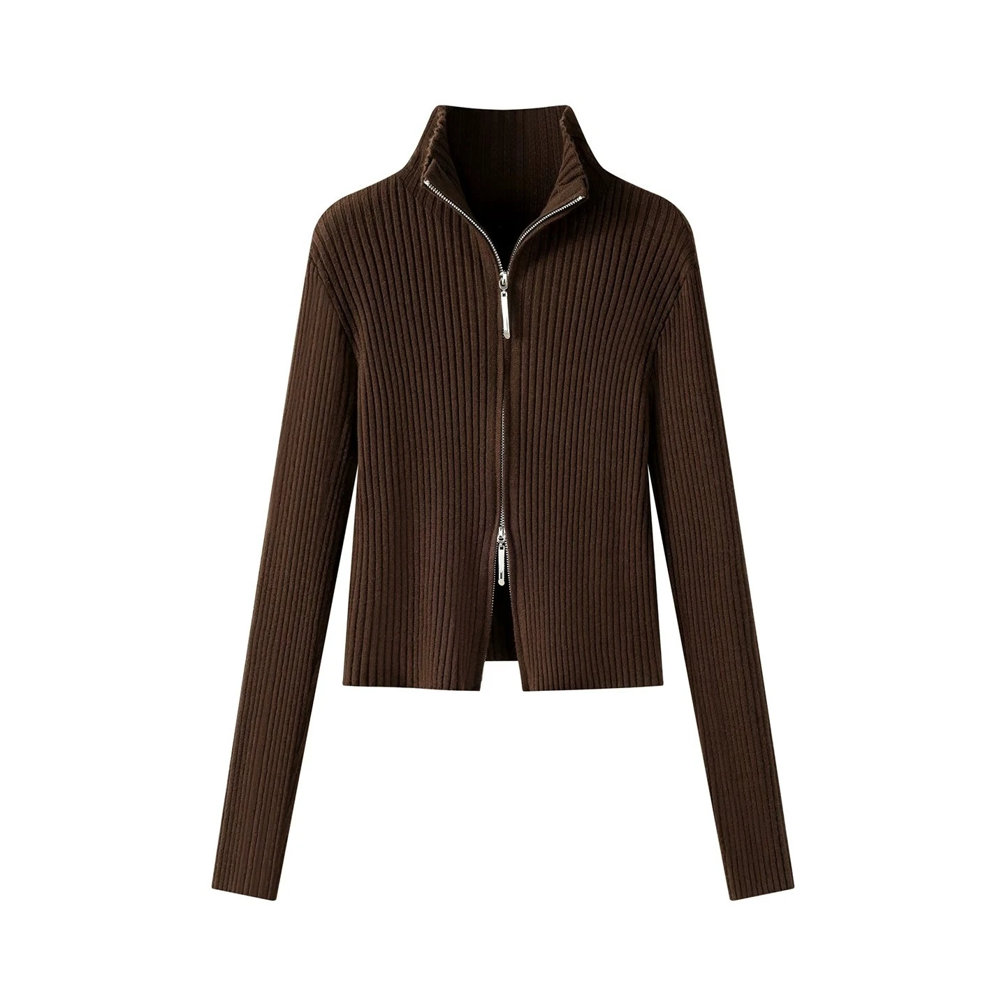 2026 Damen Herbst-Winter Strickjacke Vielseitiger Büro-Slim-Fit Schmeichelhafter Kurzer Reißverschluss-Pullover Koreanischer Langarm-Oberbekleidung – Detail 3