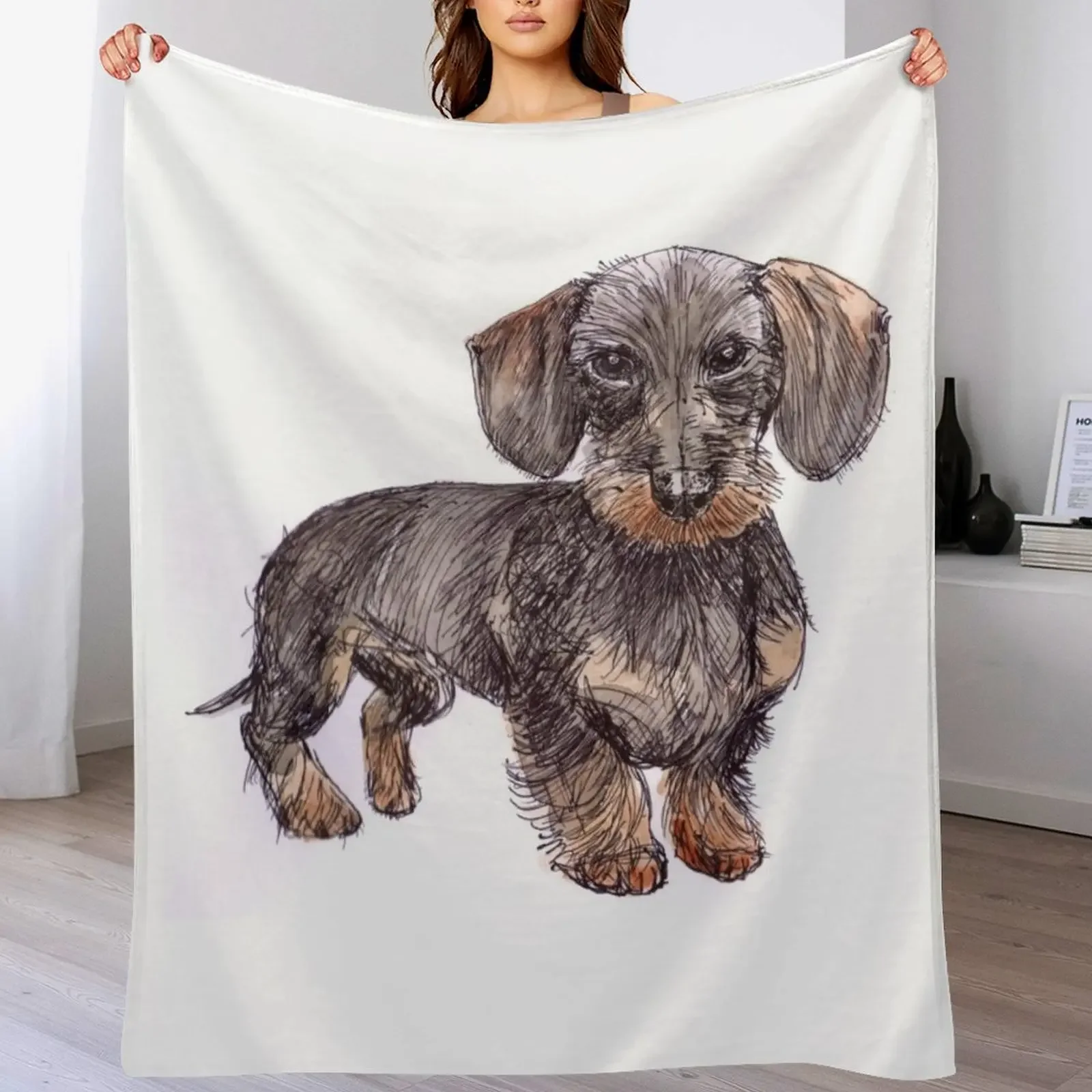 Wire Haired Daschund Throw Blanket Cute Plaid Decoratives Flannel Hair Blankets