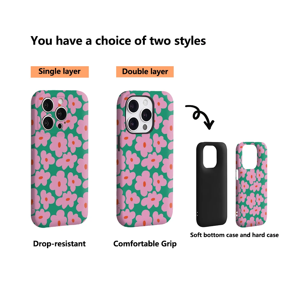Retro Posy Pop IPhone 17 Must-Haves Telefoonhoesje voor IPhone 17 16 15 14 13 12 Pro Max Plus Dubbellaags achterkant
