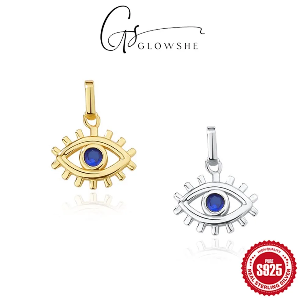 

Glowshe 925 Sterling Silver Blue Zircon Devil's Eye Charms Designer Fine Jewelry Earrings Necklace Bracelet DIY Accessories Gift