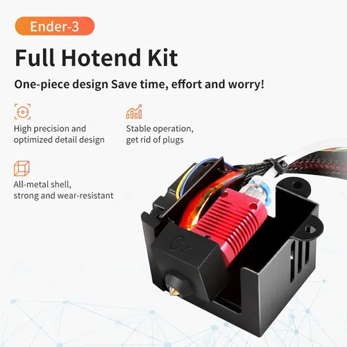 Imagen 2 del producto Ender 3 Juego de hotend completamente ensamblado, kit de hotend de montaje completo de repuesto con carcasa mental y ventilador doble para Ender 3/ Ender 3 Pro