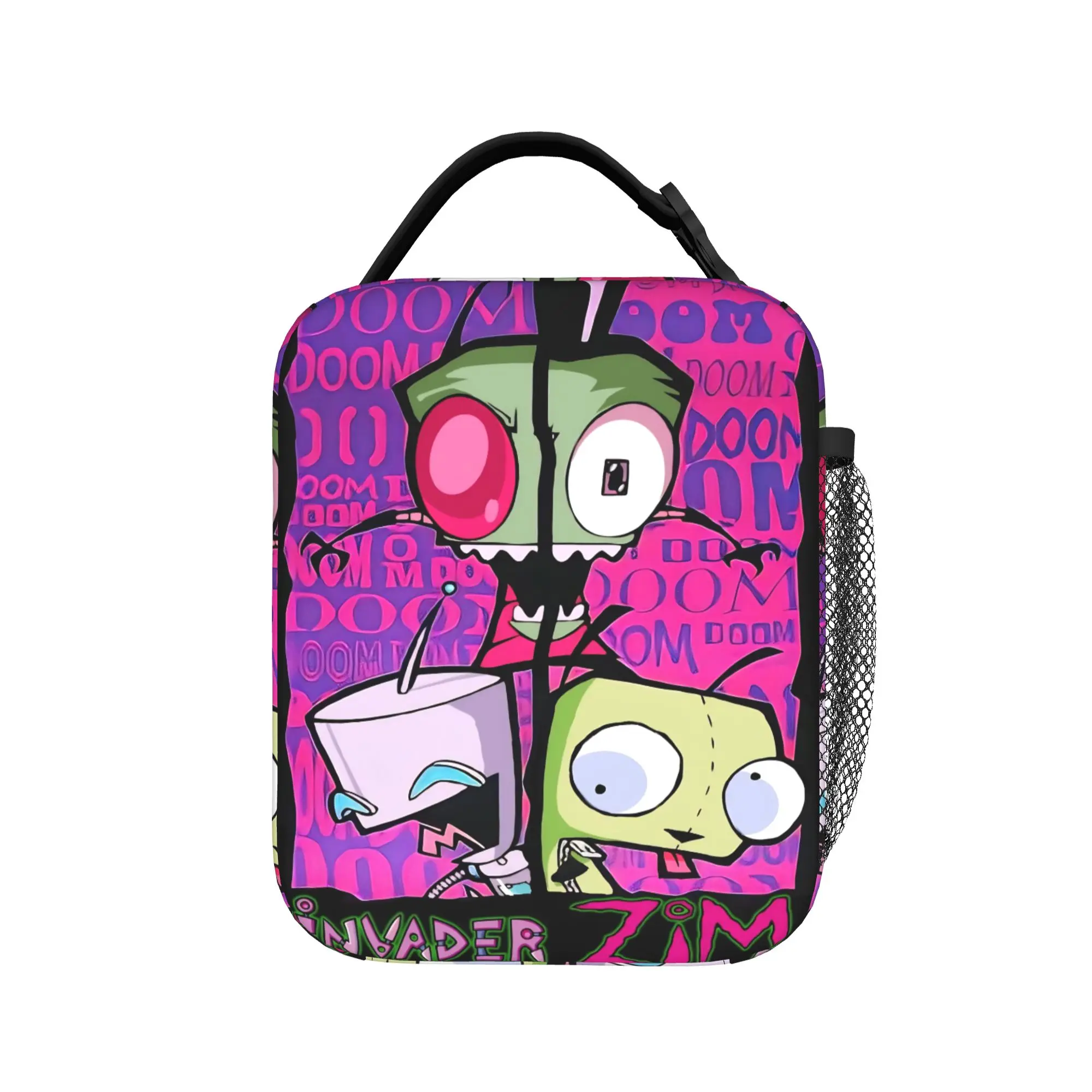 Invader Zim Gir Dib Robot Lunch Bag For Women  Graphic Picnic Lunch Box Casual Portable Zipper Oxford Cooler Bag