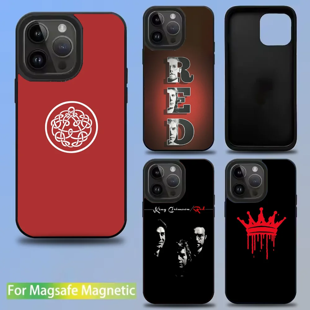 

Red C-Crimson King Band Phone Case For iPhone 16,15,14,13,12,11,Pro,Max,Plus,Mini,SE New Magsafe Magnetic Wireless Charging