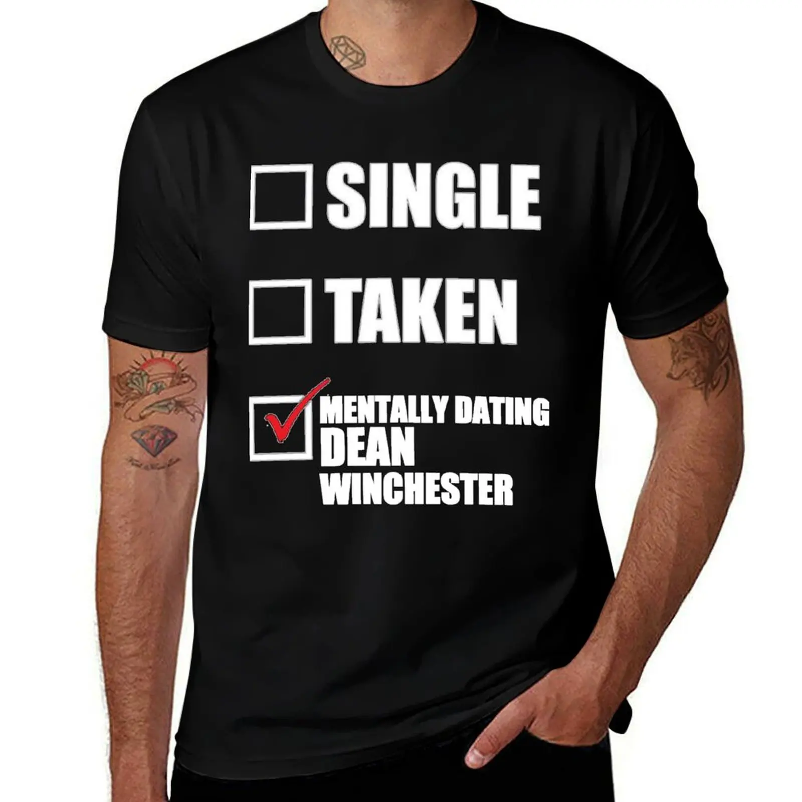 Mentally Dating Dean Winchester Supernatural? T-Shirt T-Shirt custom shirt summer top heavyweight t shirts for men