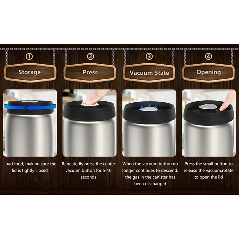 

AS94-Coffee Vacuum Jar Sealed Food Storage Container Press To Remove Excess Air To Keep Food Fresh For Coffee Beans
