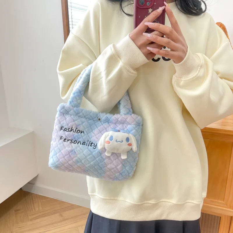 

Sanrio Plush Handbag Kuromi Cinnamoroll Purin Doll Bag Cute Cartoon Character Melody Sweet Doll Bag Delicate Birthday Gift