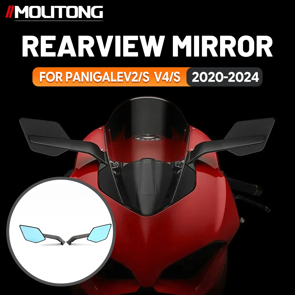 Motorcycle Wind Wing Rearview Mirror FOR Ducati Panigale V2 2020-2024 V4 2018-2024 Blue Anti-glare Lens Side Mirror Assembly`