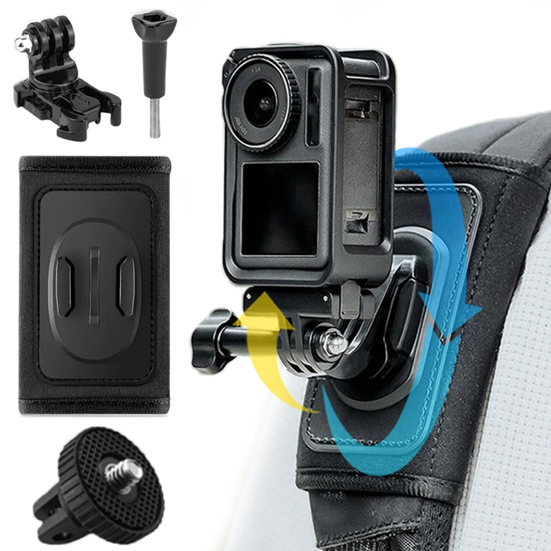 360 Rotation Bag Backpack Shoulder Strap Mount Holder for GoPro Hero 13 12 11 10 9 8 DJI Action 5 Pro 4 Insta360 X4 X3 Holders