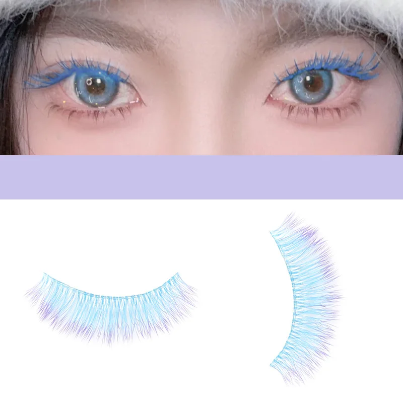 3d colorido sintético cílios postiços gradiente brilhante cílios decorativos 1 par por pacote beleza saúde maquiagem acessórios