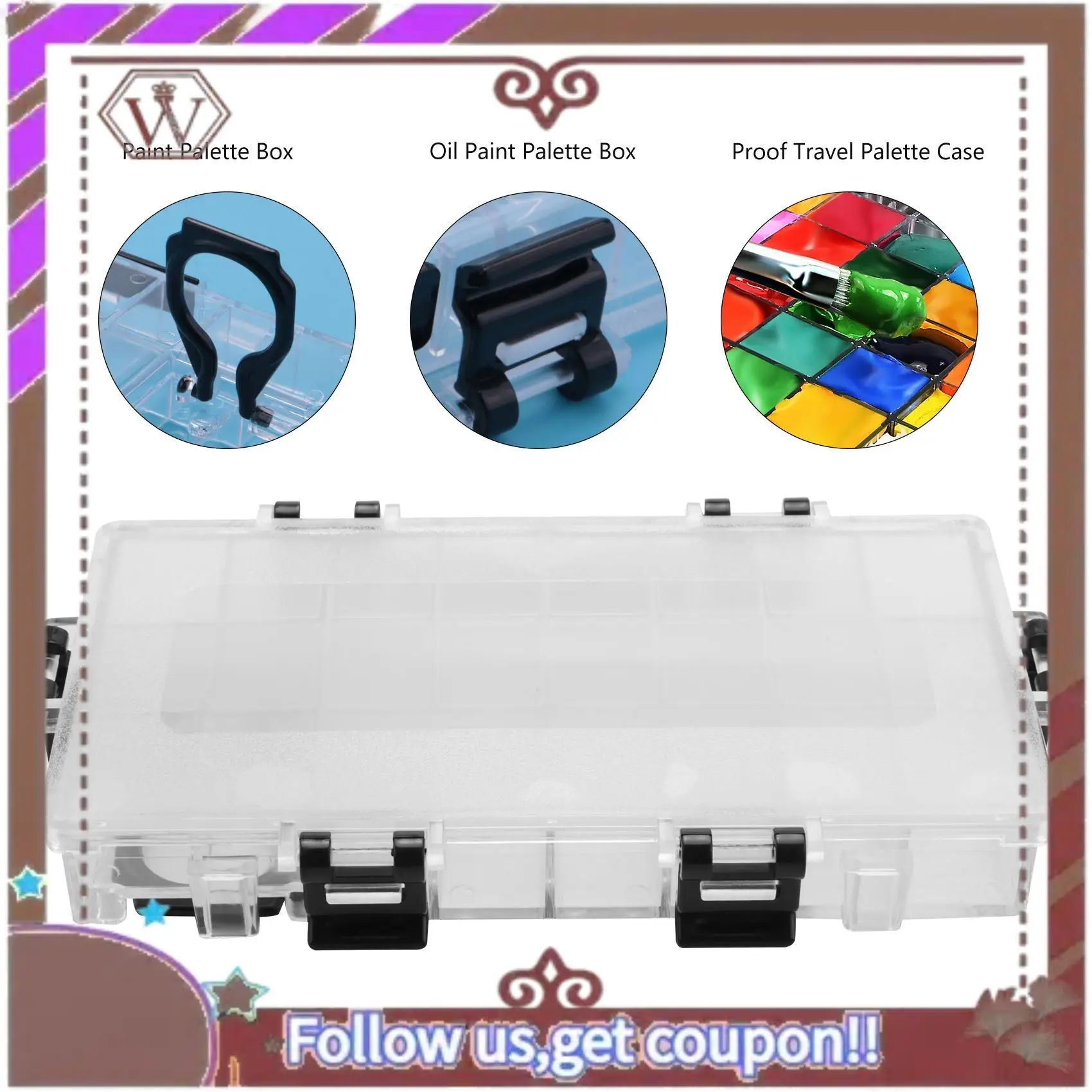 ABBG-24-Well صندوق لوحة ألوان مائية مانع للتسرب للألوان المائية نصف المقالي والأكريليك والغواش والطلاء الزيتي