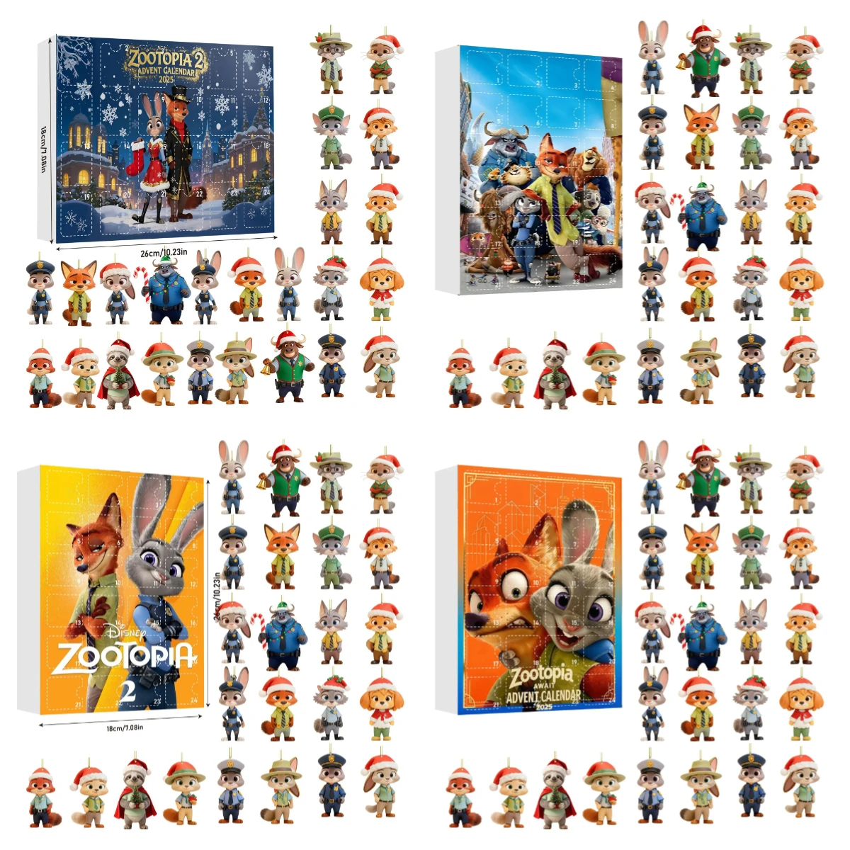 

2026 Новый продукт, идеальный рождественский сумасшедший зоотопия, поступление, праздничный календарь, слепая коробка, украшение для рождественской елки, акриловый кулон