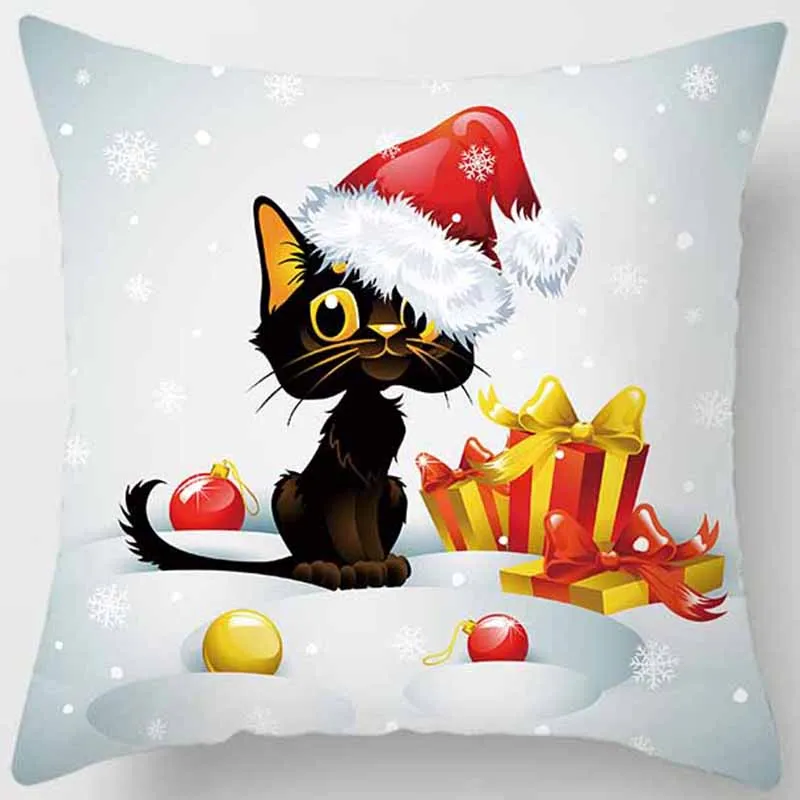 Christmas  Cats with The Apples Pillow Covers Short Plush High Quality Thick Two Sides Printed Pattern Pillow Cases image 5