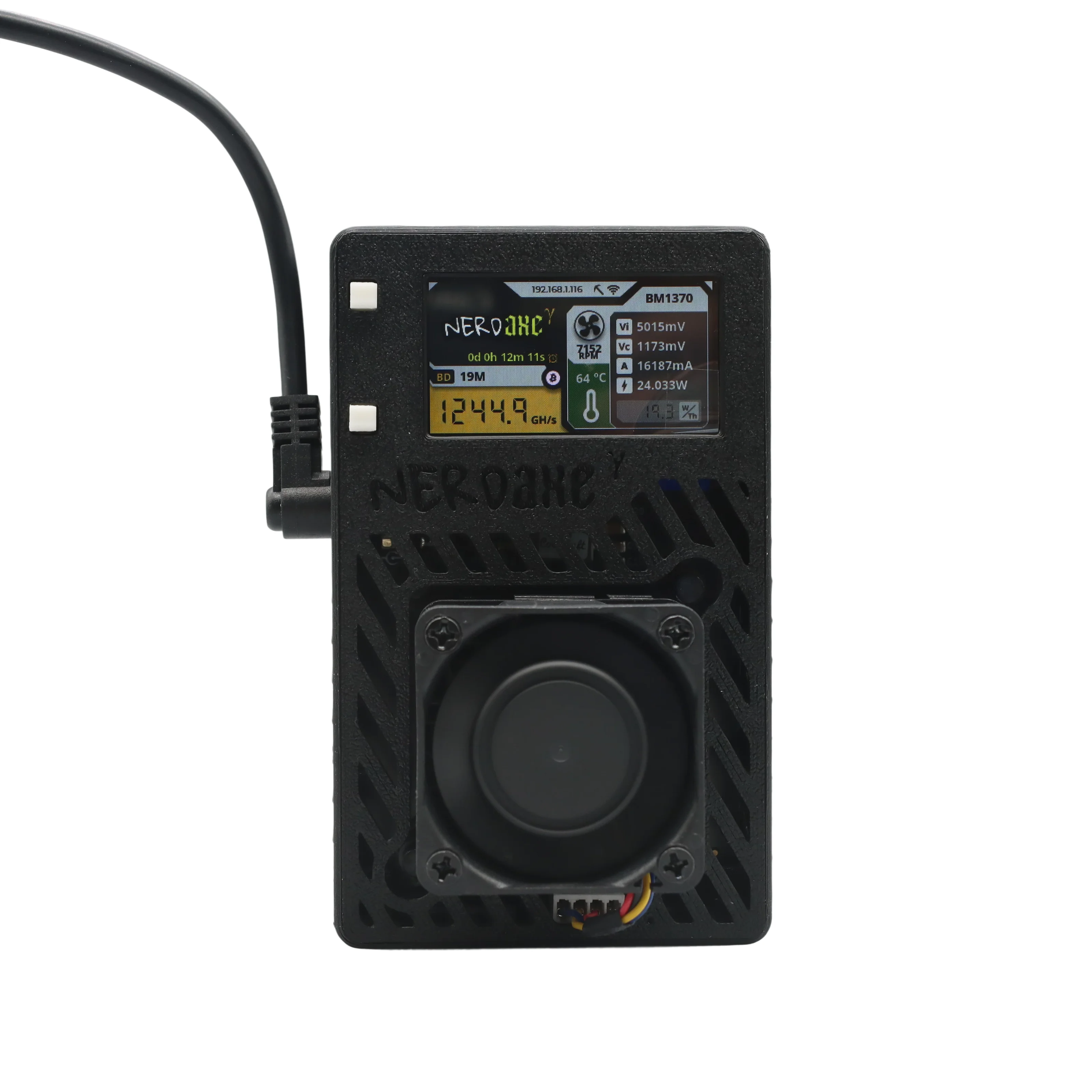 شريحة Nerdaxe Gamma 601 1.2TH/s BM1370 Asic الجديدة مع شاشة 1.9 بوصة BTC Solo Miner 2.4G WiFi/Hotspot Crypto Home BTC Miner