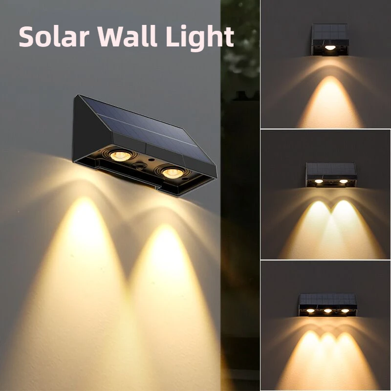 

2/3 Led Solar Garden Wall Light Outdoor Waterproof illumination Warmlight Atmosphere Villa Yard Decoration for Terrace or Porch