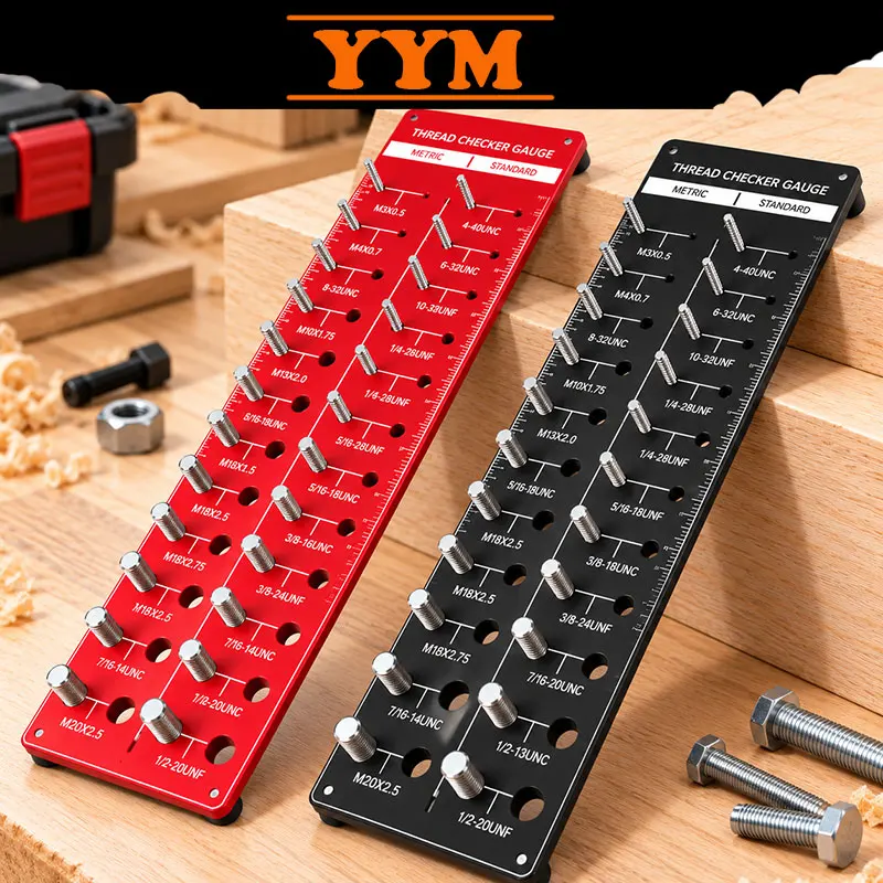 YYM Thread Checker, 28 Sizes Nut & Bolt Thread Gauge, Inch & Metric, Precise Screw Thread Measuring Tool for Repair & DIY