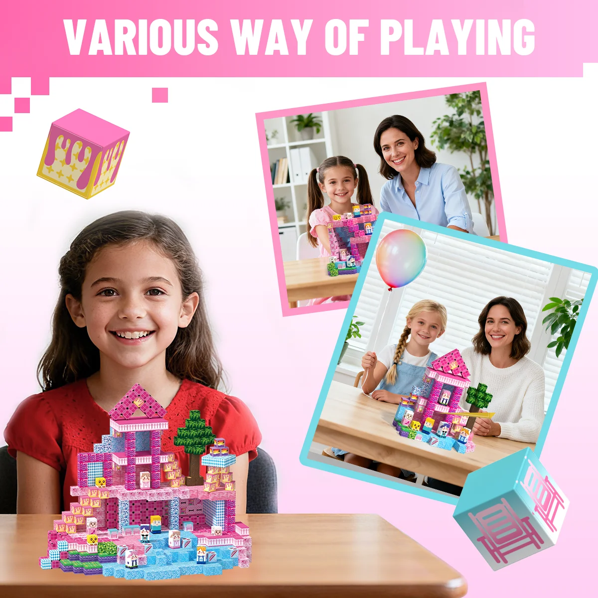100 stuks magnetische bouwsteen kasteel magnetische kubus bouw- en stapelset STEM-leerspeelgoed, verjaardagscadeau