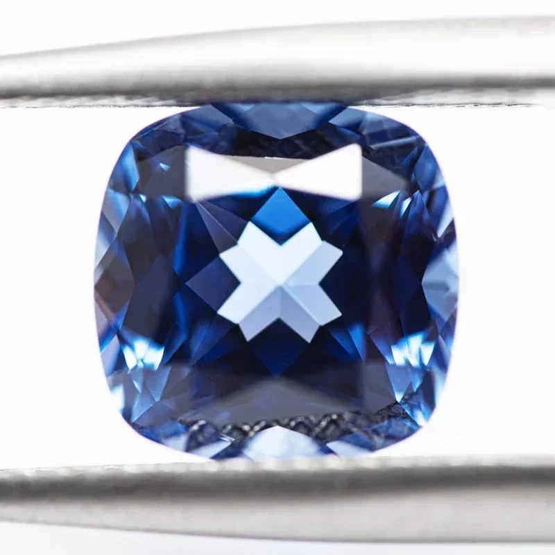

L-Lab Grown Sapphire Square Cushion Light Royal Blue VVS1 Selectable Certificate Charms Beads for Diy Jewelry Making Materia