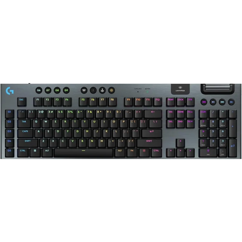 915 X Lightspeed Low-Profile Wireless Gaming Keyboard, Double-Shot PBT Keycaps, Fully Programmable Keys, RGB Backlight