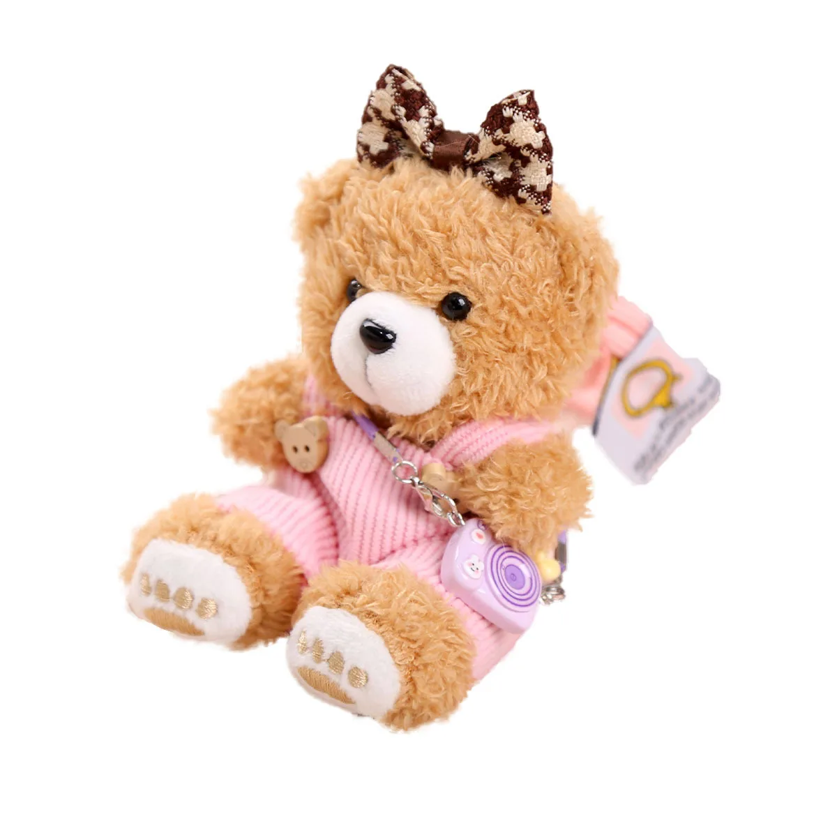 Ins لطيف دمية دب أفخم دمية المفاتيح قلادة الكرتون الحيوان الدب أفخم محشوة دمية على ظهره الديكور هدية عيد ميلاد