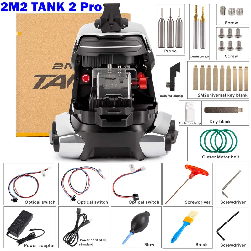 2M2 TANK 2 Pro TANK II Pro CNC Key Cutting Machine with Battery Add House Keys Mul-T-lock, Multi-point Keys