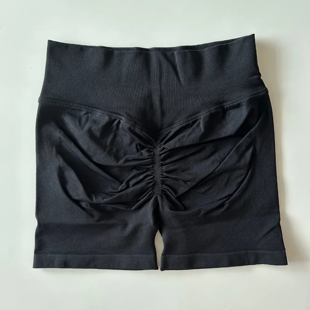 Shorts dinâmicos sem costura feminino scrunch bum yoga shorts com nervuras cintura alta shorts de ginásio alta estiramento treino correndo biker shorts