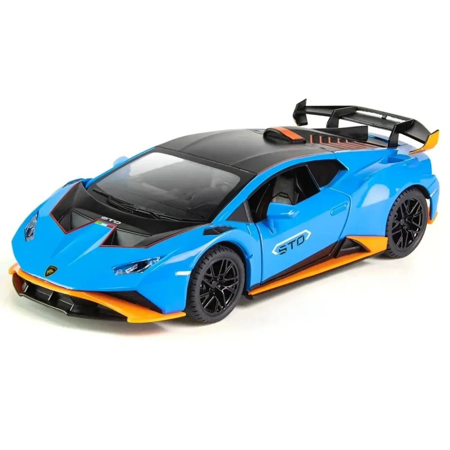 1/24 Scale Huracan STO 2021 Alloy Model Sport Car Toy Diecast Metal With Pull Back Sound light Vehicle for Kids Gifts Collection