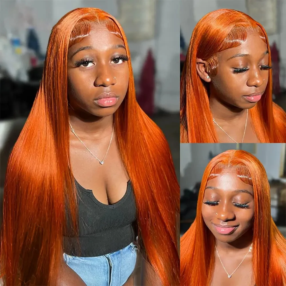 Orange Ginger Wig 13x6 Lace Frontal Human Hair Wigs 13x4 Bone Straight Lace Front Wig 4x4 Wig Brazilian Colored Wig