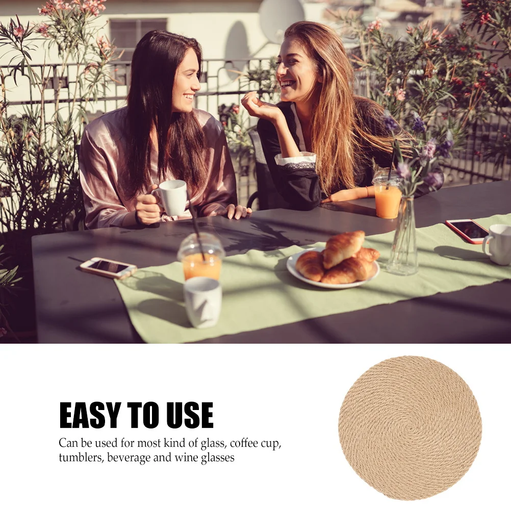 

Heat Insulation Linen Coasters Absorbent Table Placemat for Glass Coffee Cups Tumblers Home Kitchen Decor Linen Coasters