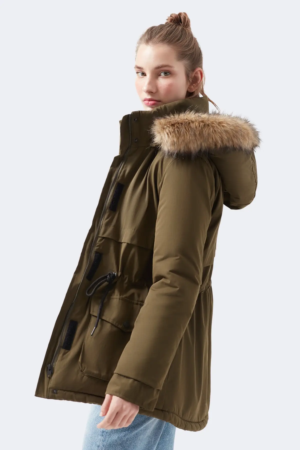 Women\'s Fur Green Parka Height: 178 Cm Waist: 60 Cm Bust: 86 Cm Hips: 88 Cm Women\'s Outdoor Wear Stylish Comfortable Parkas