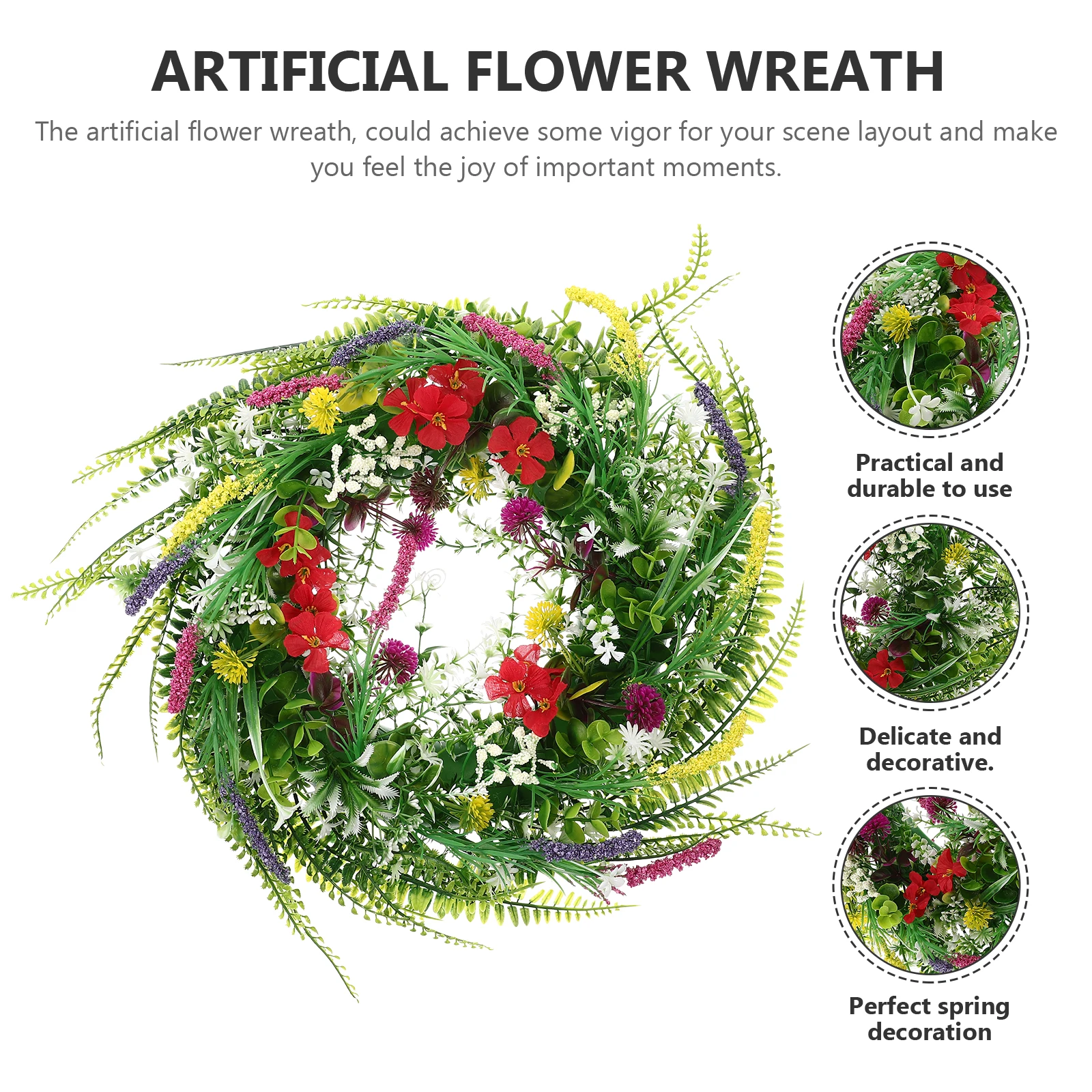 

Artificial Flower Plastic Welcome Door Hanging Spring Decor Home Decoration Fake Front Hanging Festival Party Wreath
