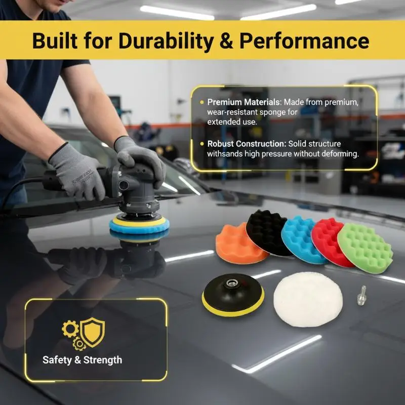 Car Polishing Sponge Pads Kit Foam Pad Buffer Kit Polishing Machine Wax Pads for Auto Motorcycle Motor Vehicle Removes Scratches