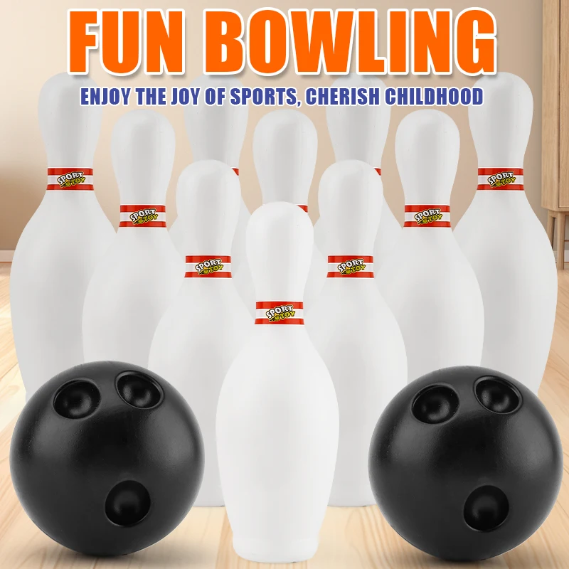Large 7.5-inch Bowling Toy for Indoor Sports, Children's Outdoor Activity Game Equipment, Physical Exercise Set - 10 Pins 2 Ball