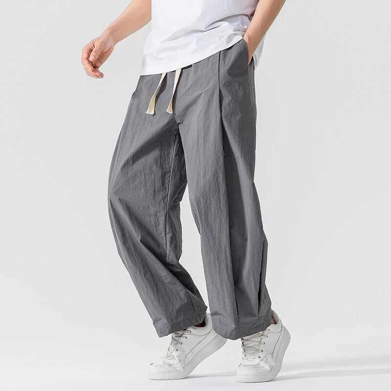 

Wide Leg Pants Men Women Harem Pant Summer Light Thin Elastic Waist Straight Trousers Loose Oversize Solid Casual Sweatpants