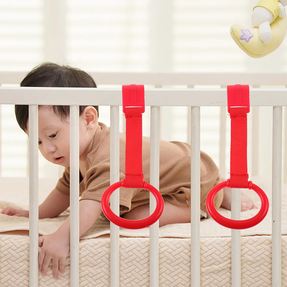 

6Pcs Baby Pull-Up Rings Crib Hanging Assistant Learning Standing Pull Ring Playpen Accessories Infant Walking Support Motor