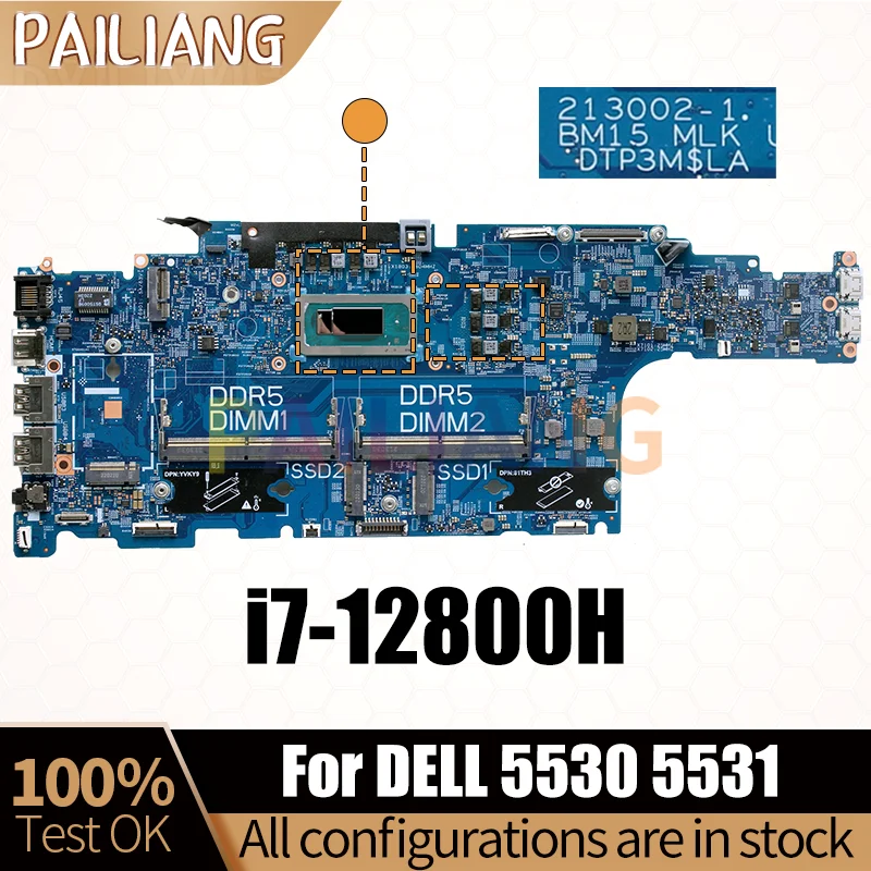 213002-1 For DELL 5530 5531 Laptop Motherboard CN-050TTR 050TTR SRLD2 i7-12800H Notebook Mainboard Tested OK