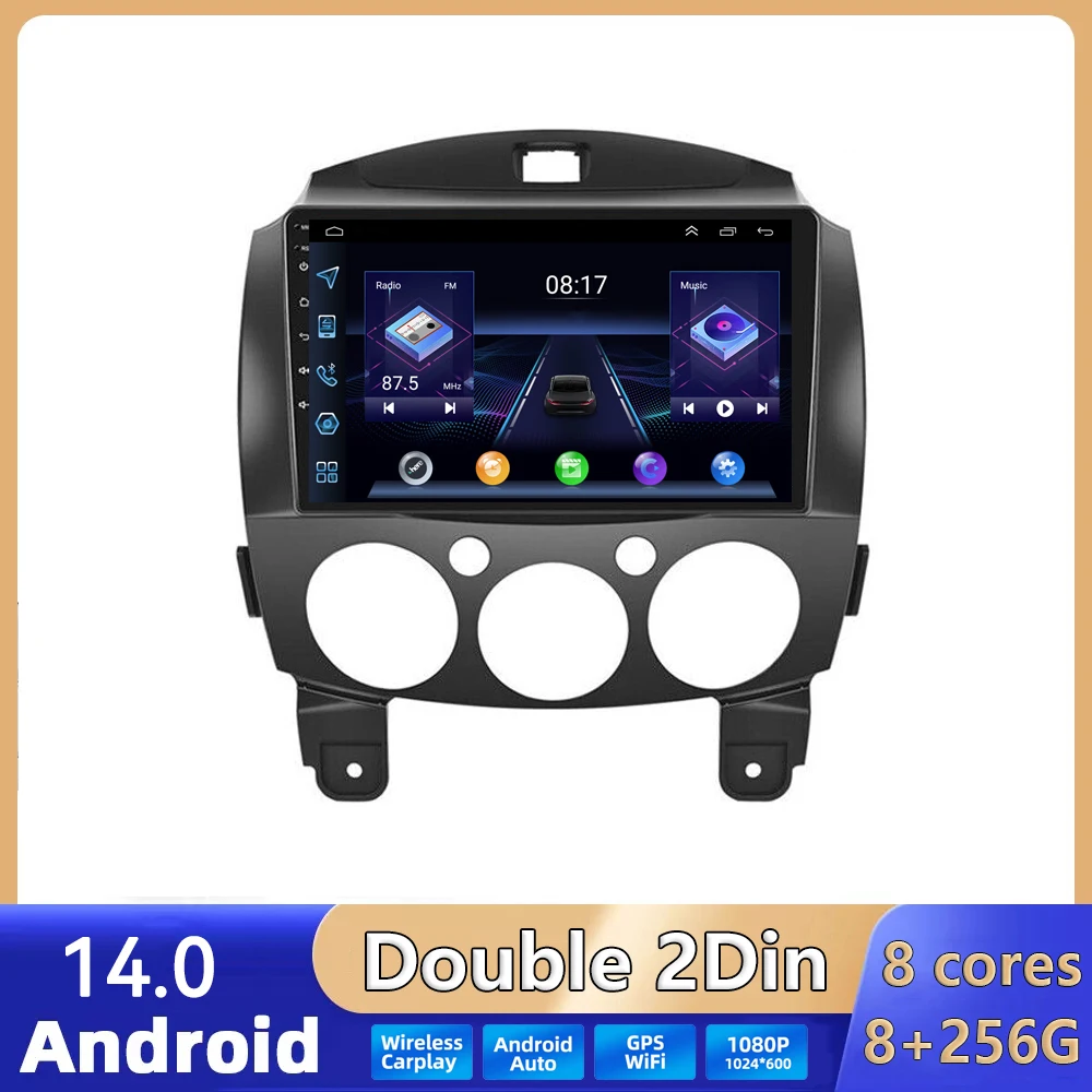 

2 Din car radio For MAZDA 2 Mazda2 2007-2014 Android 13 Car Radio Multimedia Video Player 4G Carplay Navigation GPS Head Unit