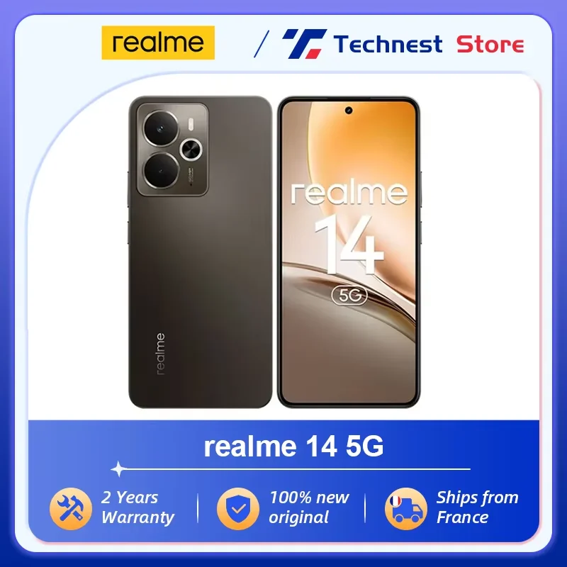 Version globale realme 14 Smartphone 5G Snapdragon 6 Gen 4 Écran AMOLED 120Hz Esports Caméra AI 50MP OIS Batterie Titan 6000mAh