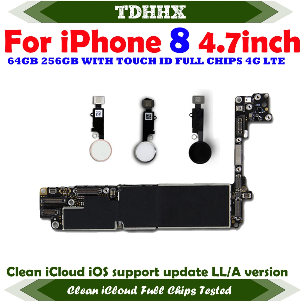 For iPhone 8 Motherboard Clean iCloud 8Plus Mainboard With Touch ID Chips Support UPdate Mainboard Tested Working Logic Board