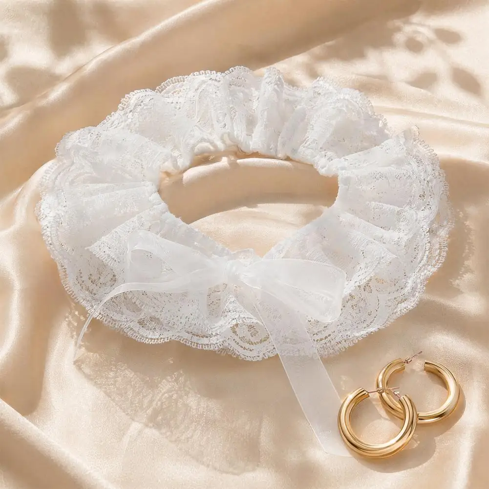 Lace Collar for Dress Vintage Lace Ruffle Collar Wrist Cuff Set Choker Accessories White Clown Costume for Halloween Cosplay Tea