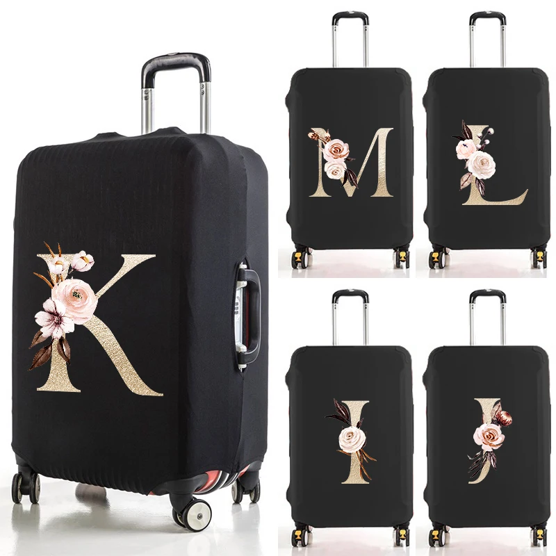 Golden Dead Leaves Letters Luggage Case Suitcase Protective Cover Dust Cover Scratch Resistant Suitcase Travel Accessories