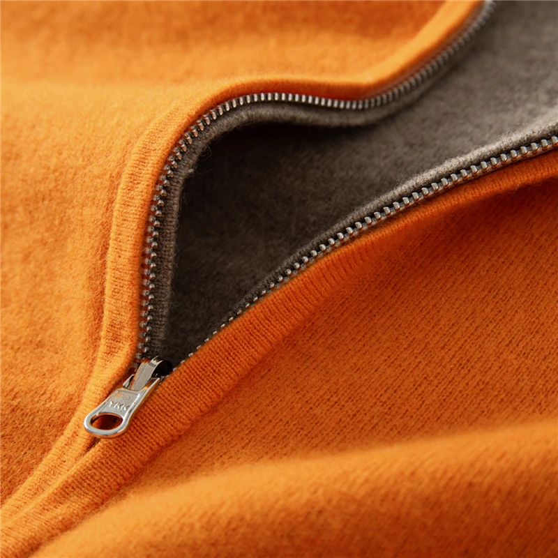 Men's Cardigan Hooded 100% Australian Wool Sweater Casual Knitting Autumn and Winter Series Long Sleeved Jacket New Hot Selling