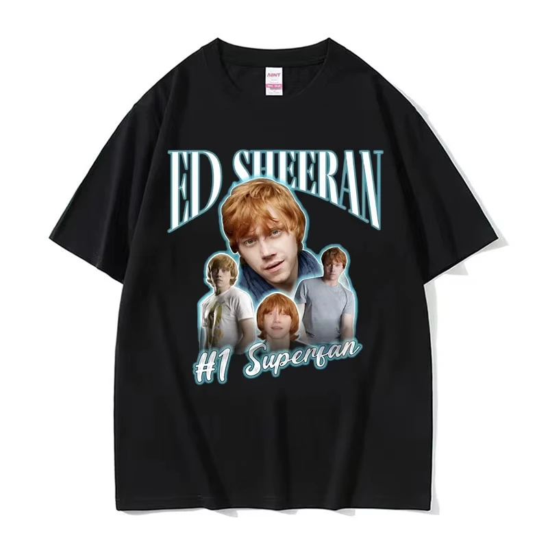 Camiseta Engraçada Ed Sheeran Number One Superfan Meme para Mulheres, Moda Retrô, Camiseta de Manga Curta Unissex, Casual Gótica em Algodão