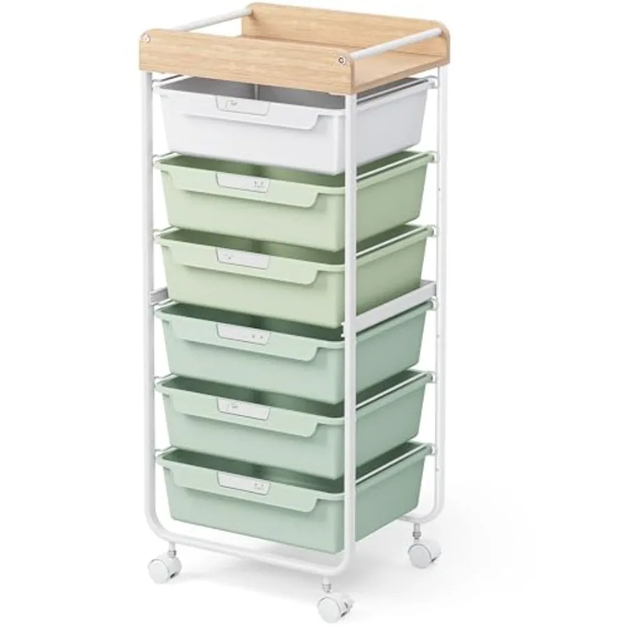 

Мобильная тележка-органайзер на колесах с 6 выдвижными ящиками для хранения художественных принадлежностей, рукоделия, швейных принадлежностей, косметики и организации офиса