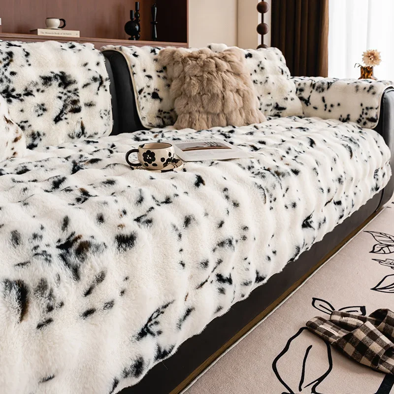 High-end Plush Sofa Cushion 2025New Winter Plush Straight Leather Non Slip Sofa Cushion Non Slip Armrest Cover Cloth Living Room